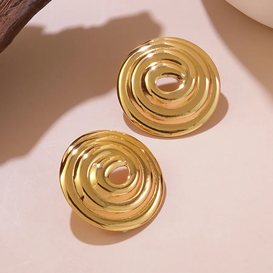 1 Pair IG Style Exaggerated Simple Style Irregular Geometric Round Irregular Hollow Out 304 Stainless Steel Imitation Gold  Ear Studs
