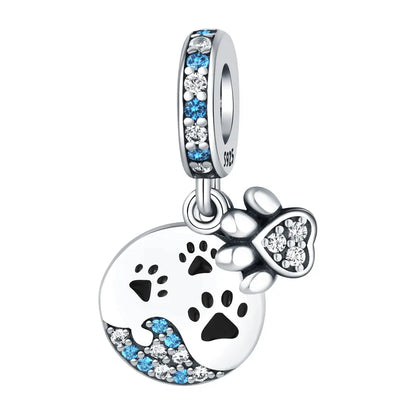 1 Piece 10*5mm 925 Sterling Silver Zircon Dog Cat Pendant Beads Jewelry Accessories