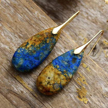 1 pair retro water droplets emperor stone drop earrings
