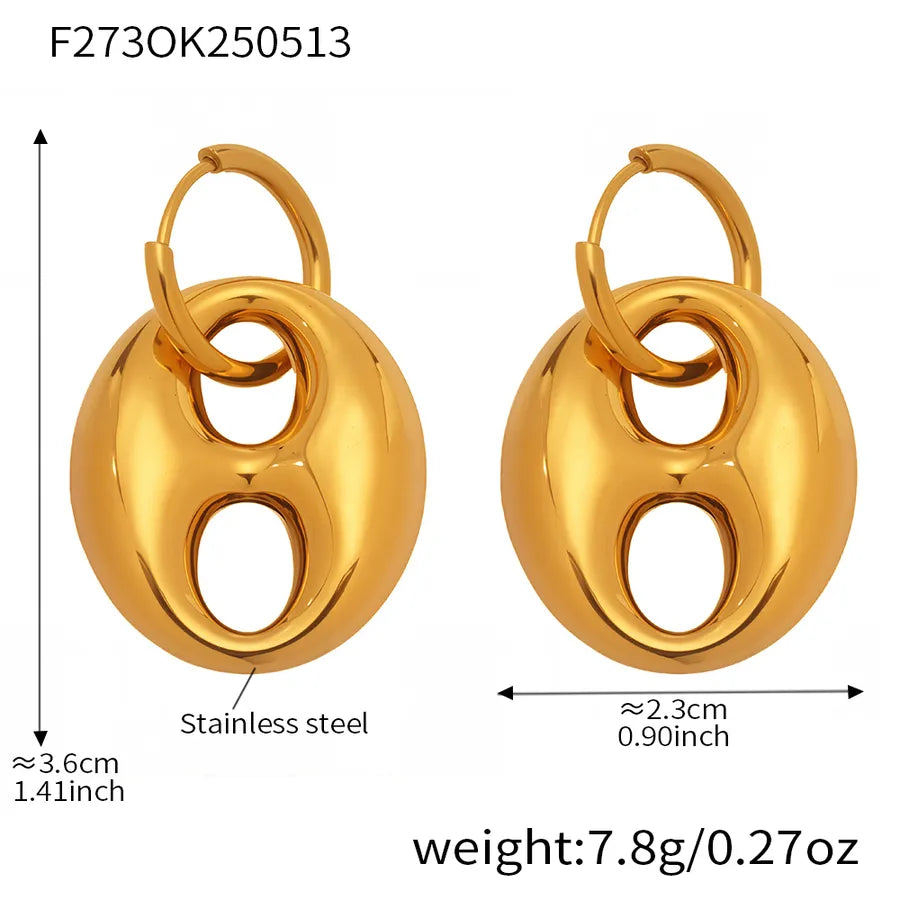1 Pair Casual Glam Hip-Hop Geometric Polishing Plating 304 Stainless Steel 18K Gold Plated Drop Earrings