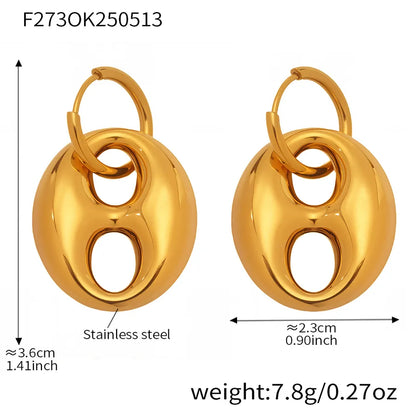 1 Pair Casual Glam Hip-Hop Geometric Polishing Plating 304 Stainless Steel 18K Gold Plated Drop Earrings