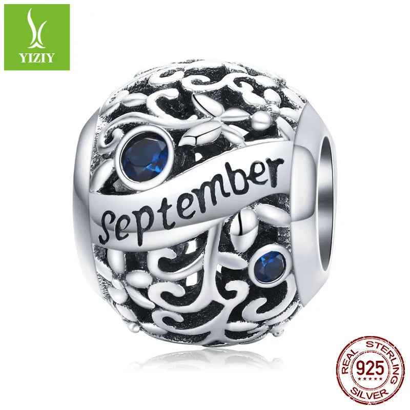 1 Piece 925 Sterling Silver Birthstone Solid Color Jewelry Accessories