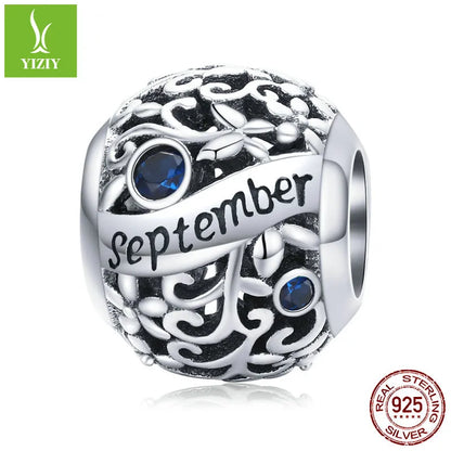 1 Piece 925 Sterling Silver Birthstone Solid Color Jewelry Accessories