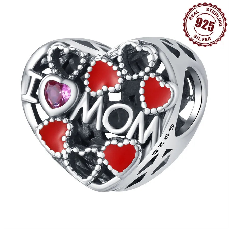 1 Piece 925 Sterling Silver Zircon Human Heart Shape Polished Pendant Beads Jewelry Accessories