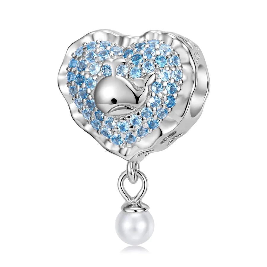 1 Piece 925 Sterling Silver Zircon Mermaid Shell Whale Jewelry Accessories