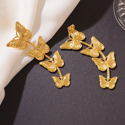 1 Pair Sweet Classic Style Streetwear Butterfly Butterfly 304 Stainless Steel Imitation Gold  Drop Earrings