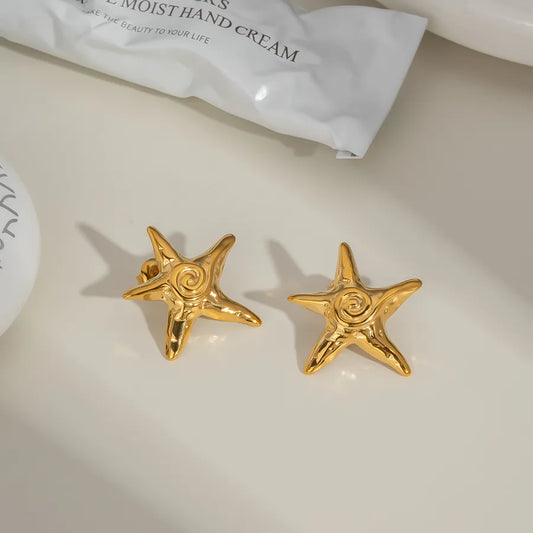 1 Pair Vacation Beach Star Polishing Plating 304 Stainless Steel 18K Gold Plated Butterfly Backs Ear Studs
