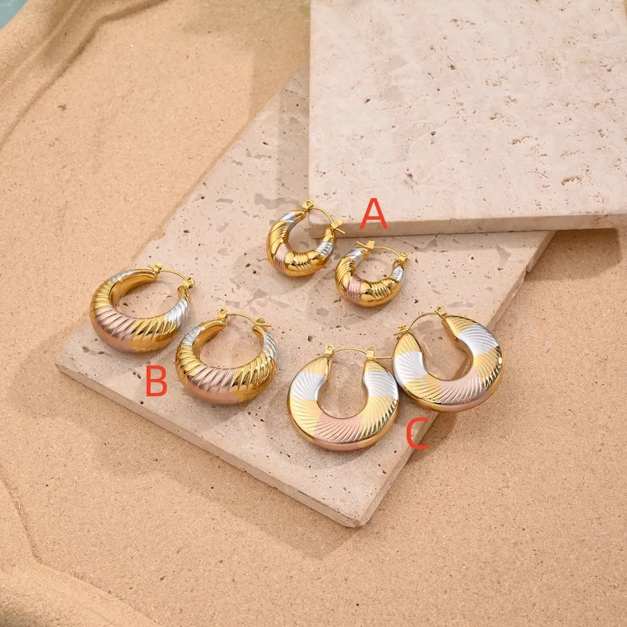 1 Pair/Package Casual Simple Style U Shape Handmade Polishing Mixed Metal 304 Stainless Steel Earrings