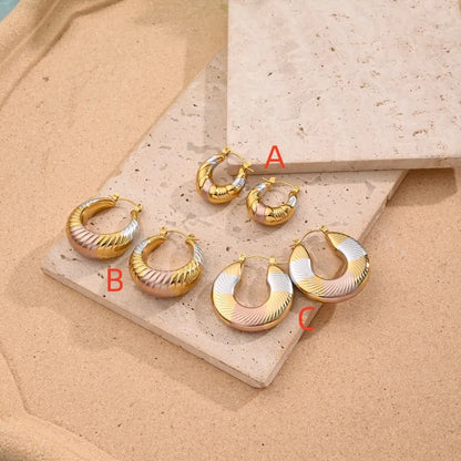 1 Pair/Package Casual Simple Style U Shape Handmade Polishing Mixed Metal 304 Stainless Steel Earrings
