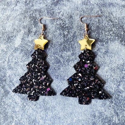 1 Pair Simple Style Leaf Sequins Arylic Drop Earrings