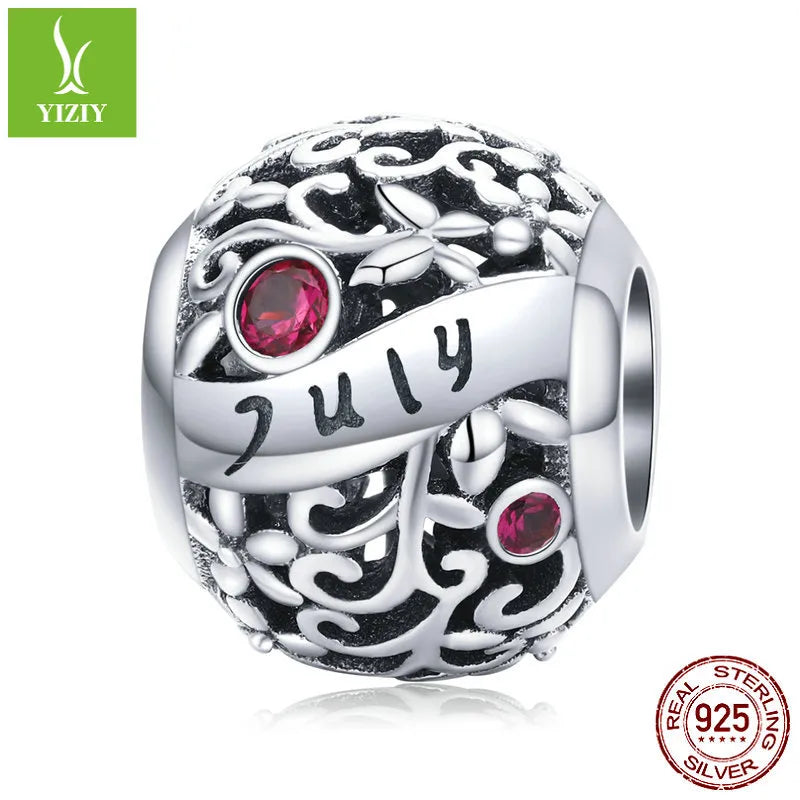 1 Piece 925 Sterling Silver Birthstone Solid Color Jewelry Accessories