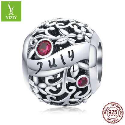 1 Piece 925 Sterling Silver Birthstone Solid Color Jewelry Accessories