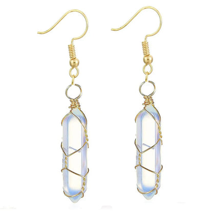 1 Pair Casual Simple Style Geometric natural stone Crystal Iron Drop Earrings