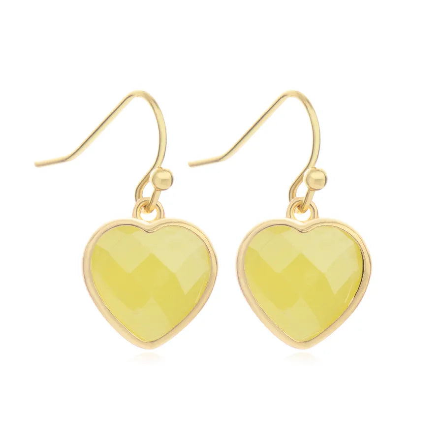 1 Piece and 1 Pack Cute Modern Style Shiny Heart Shape natural stone Copper Drop Earrings