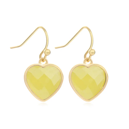 1 Piece and 1 Pack Cute Modern Style Shiny Heart Shape natural stone Copper Drop Earrings