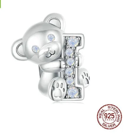 1 Piece 12 * 14mm Hole 4~4.9mm 925 Sterling Silver Zircon White Gold Plated Bear Heart Shape Polished Pendant Beads Jewelry Accessories