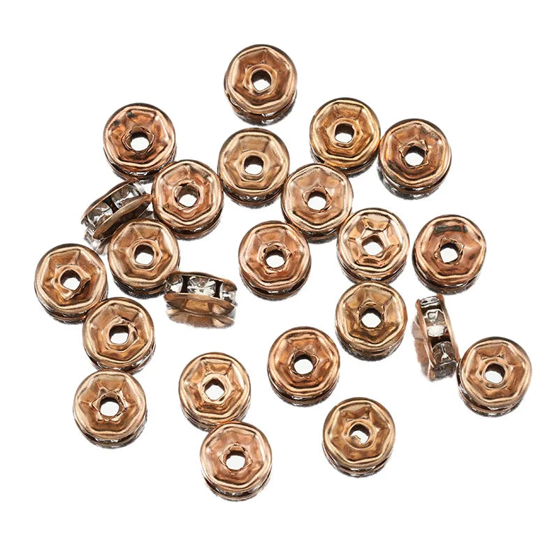 Cross-Border 100 Beaded Rhinestone Spacer Beads 4-10mm round Diamond Spacer Sequin Diy Bracelet Ornament Accessories