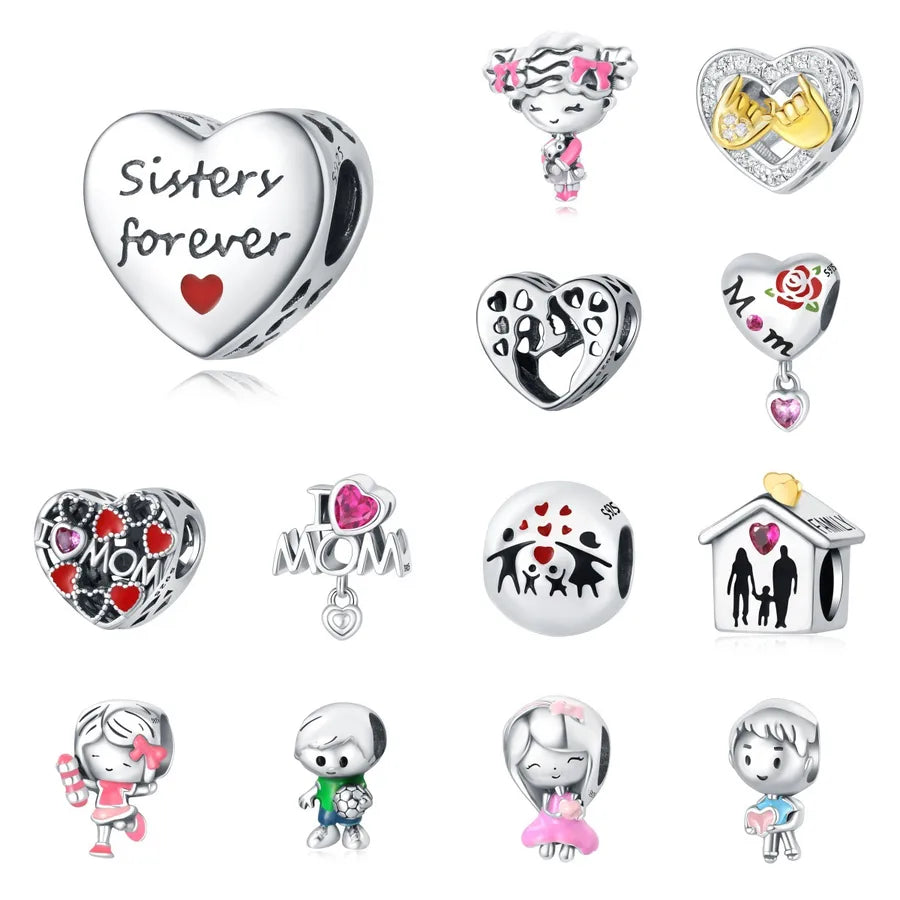 1 Piece 925 Sterling Silver Zircon Human Heart Shape Polished Pendant Beads Jewelry Accessories