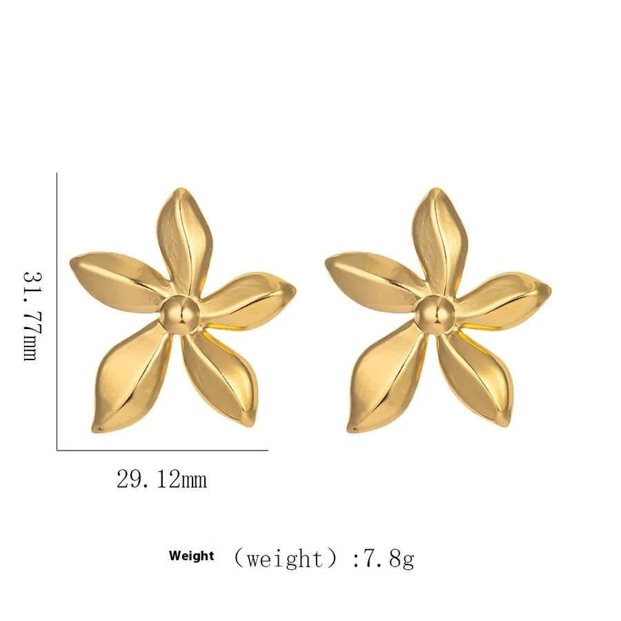 1 Pair Elegant Modern Style Geometric Plating Titanium Steel Ear Studs