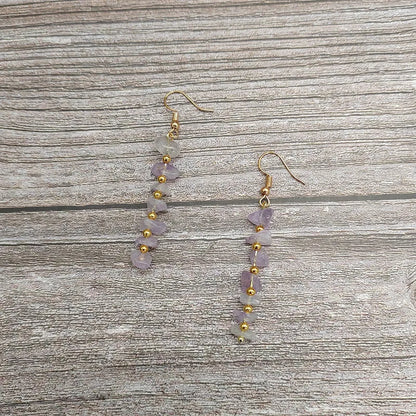 1 pair ethnic style geometric natural stone drop earrings