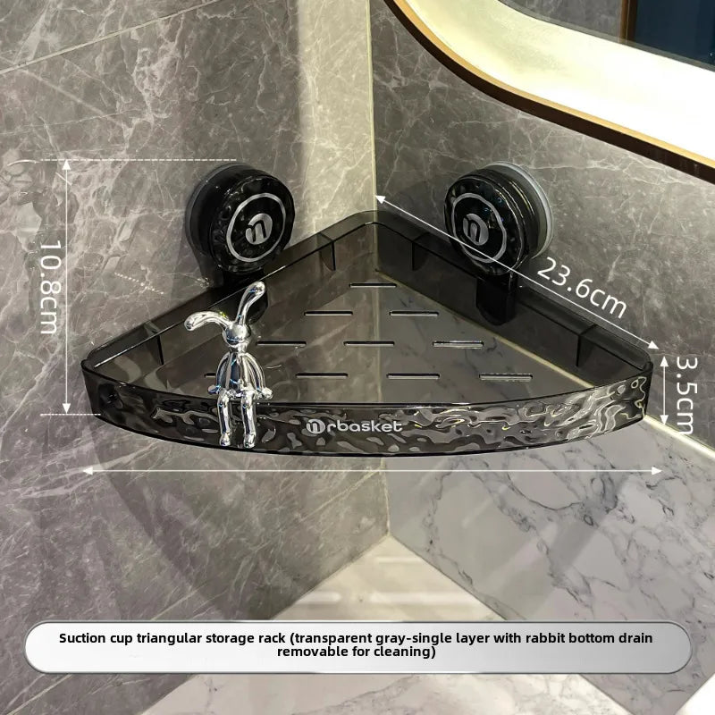 Bathroom suction cup triangle storage rack punch-free wall-mounted shelf bathroom toilet washstand corner storage rack