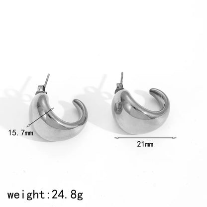 1 Pair IG Style Elegant C Shape Geometric Polishing Plating 304 Stainless Steel 18K Gold Plated Ear Studs