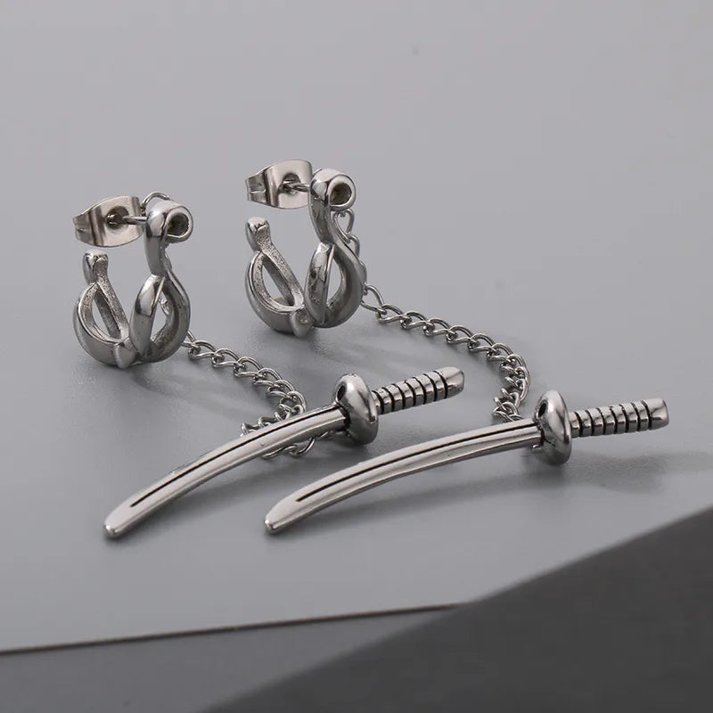 1 Pair Halloween Hip-Hop Skull Inlay 304 Stainless Steel Zircon Earrings Ear Studs