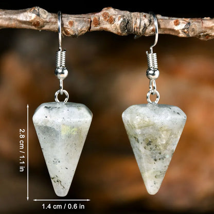 1 Pair Retro Handmade Geometric Alloy natural stone Drop Earrings