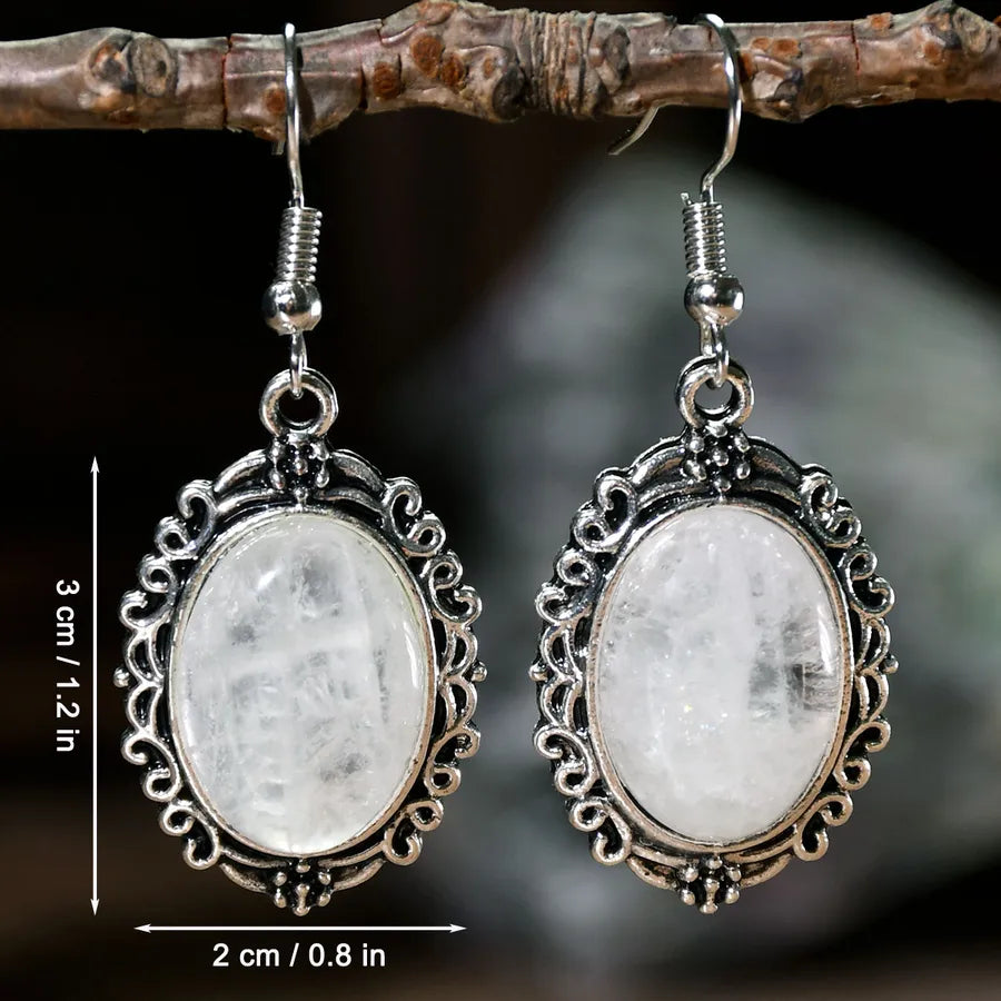 1 Pair Retro Handmade Geometric Alloy natural stone Drop Earrings