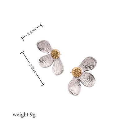 1 Pair Glam Cute Vintage Style Flower Polishing 304 Stainless Steel 18K Gold Plated Butterfly Backs Ear Studs
