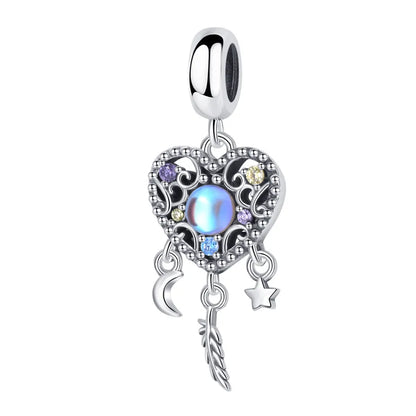 1 Piece 11 * 29mm 925 Sterling Silver Zircon Star Heart Shape Polished Pendant Jewelry Accessories