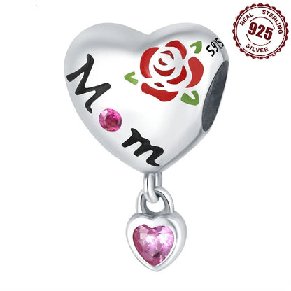 1 Piece 925 Sterling Silver Zircon Human Heart Shape Polished Pendant Beads Jewelry Accessories