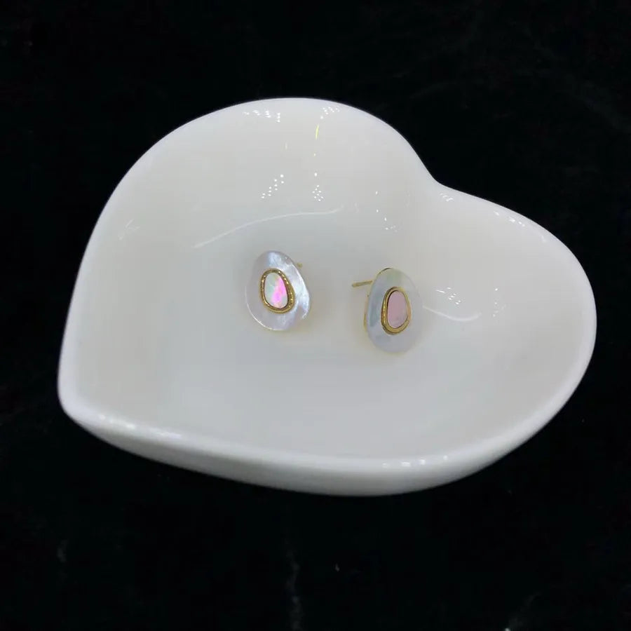 1 Pair Casual Romantic Simple Style Water Droplets Shell Plating Inlay 304 Stainless Steel Shell 18K Gold Plated Ear Studs