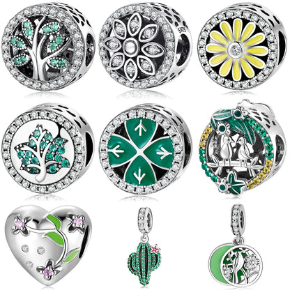 1 Piece 925 Sterling Silver Zircon Cactus Flower Pendants