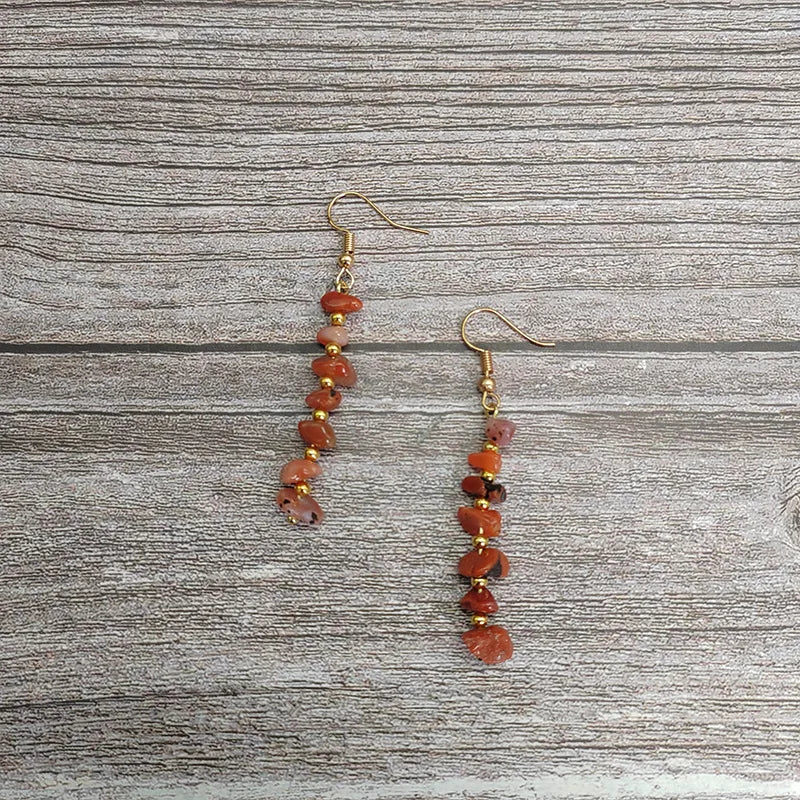 1 pair ethnic style geometric natural stone drop earrings
