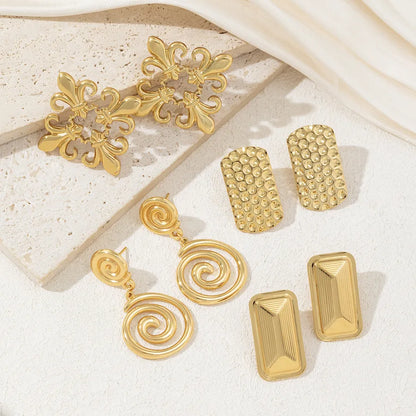 1 Pair Elegant Simple Style Geometric 304 Stainless Steel Drop Earrings