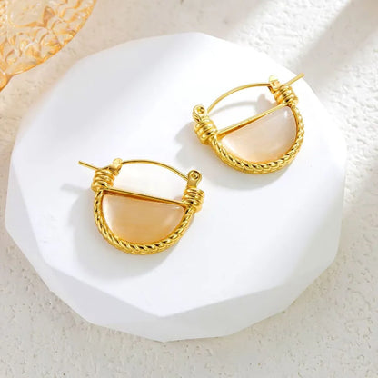 1 Pair Vintage Style Simple Style Geometric Semicircle 304 Stainless Steel 18K Gold Plated Ear Studs