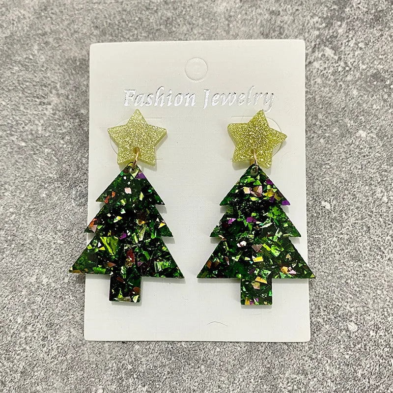 1 Pair Elegant Christmas Tree Star Arylic Drop Earrings