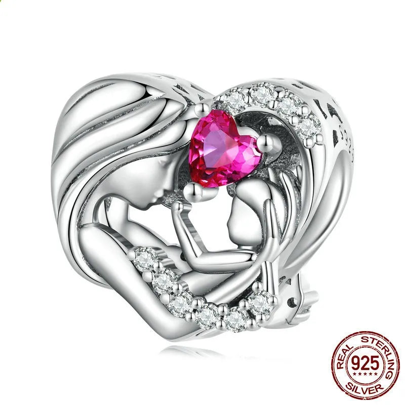 1 Piece 10*20cm Hole 4~4.9mm 925 Sterling Silver Zircon Paw Print Heart Shape Polished Pendant Beads Jewelry Accessories