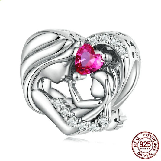 1 Piece 10*20cm Hole 4~4.9mm 925 Sterling Silver Zircon Paw Print Heart Shape Polished Pendant Beads Jewelry Accessories