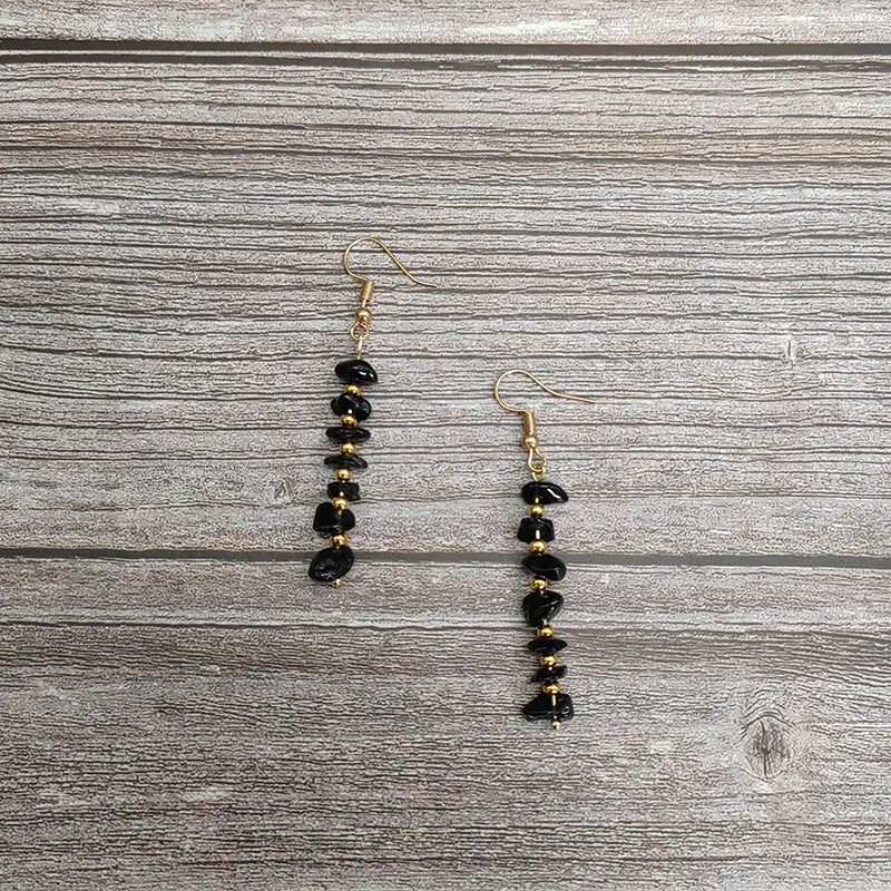 1 pair ethnic style geometric natural stone drop earrings