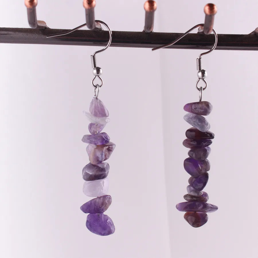 1 Pair Simple Style Geometric Patchwork natural stone Drop Earrings