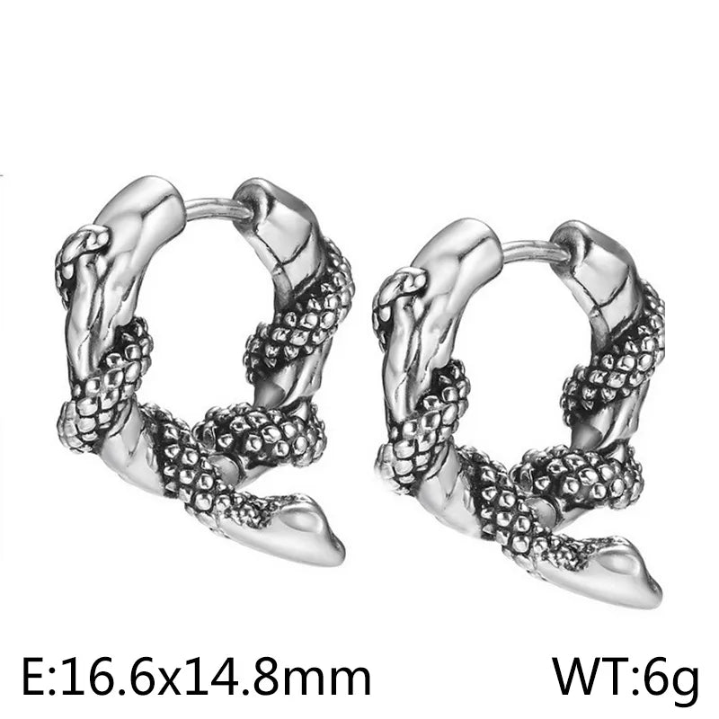 1 pair basic animal titanium steel hoop earrings