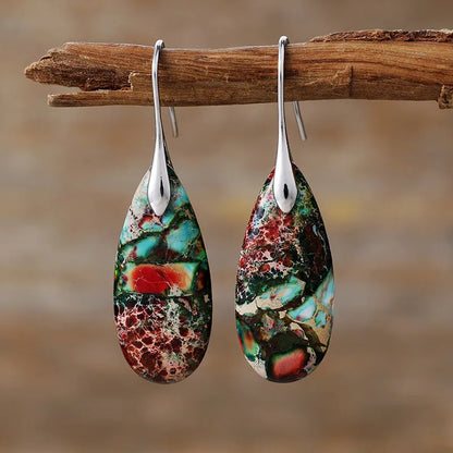 1 pair retro water droplets emperor stone drop earrings