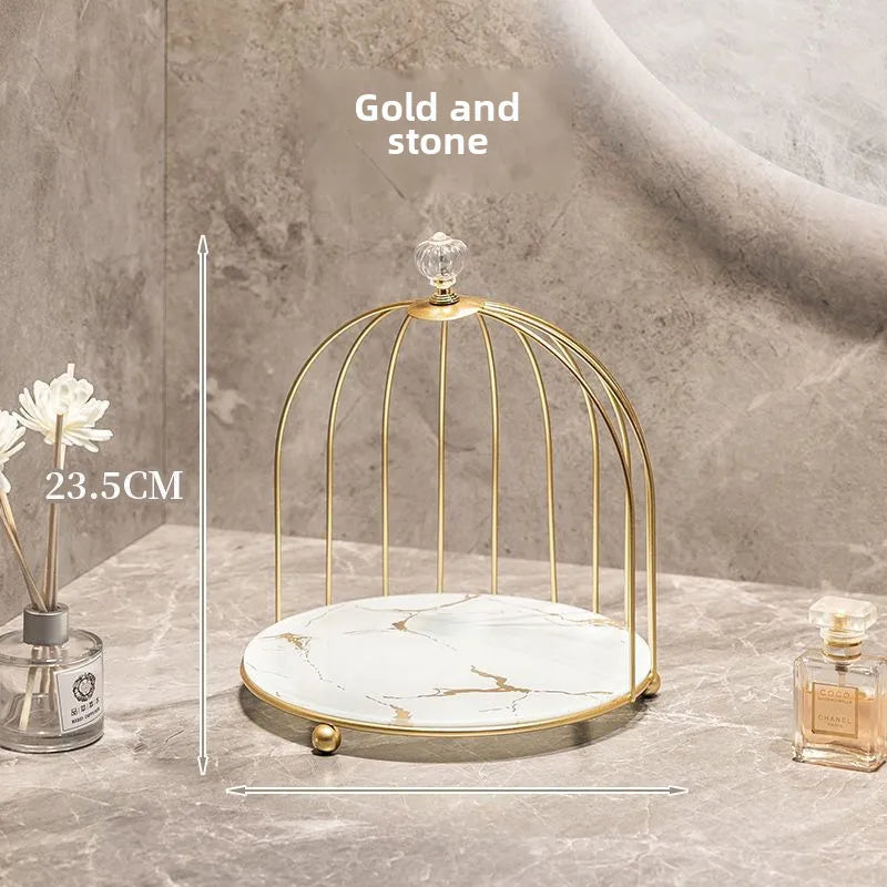Iron bird cage desktop storage rack home decoration cosmetics wash dressing table organizing storage rack