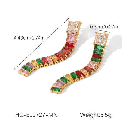 1 Pair IG Style Casual Business Tassel Inlay 304 Stainless Steel Titanium Steel Zircon 18K Gold Plated Drop Earrings