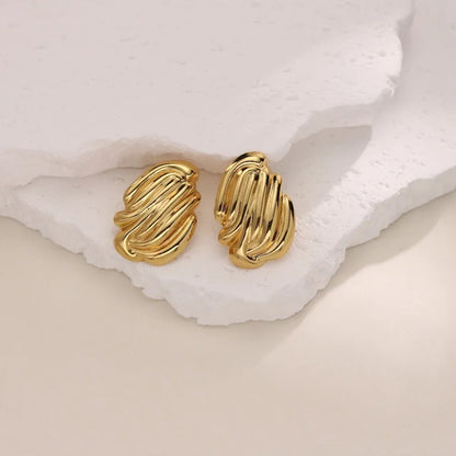 1 Pair Casual Vacation Sweet Irregular Stripe Bow Knot Hollow Out 304 Stainless Steel Imitation Gold  Ear Studs