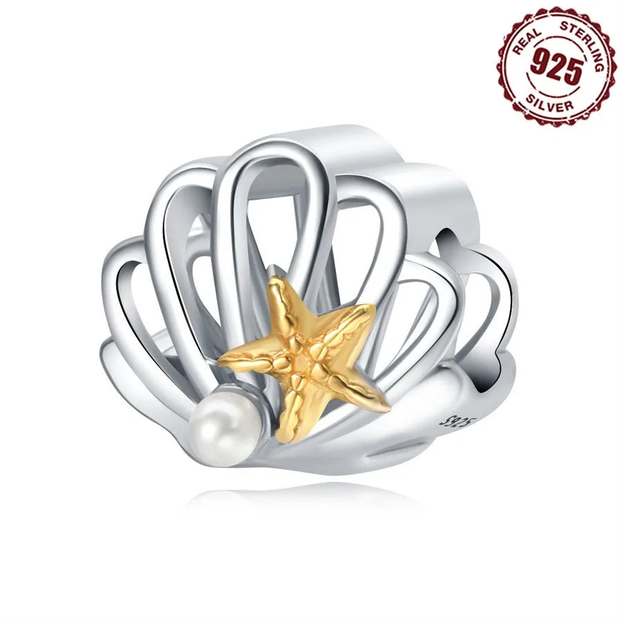 1 Piece 925 Sterling Silver Pearl Zircon Tortoise Polished Pendant Beads Spacer Bars Jewelry Accessories