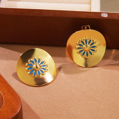 1 Pair Casual Elegant Princess Flower 304 Stainless Steel Imitation Gold  Ear Studs