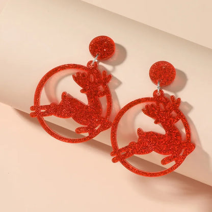 1 Pair Cute Christmas Tree Elk Arylic Drop Earrings